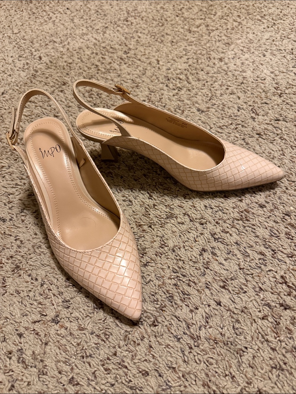 Impo Blush cream Woven Slingback Kitten Heel sz 8M